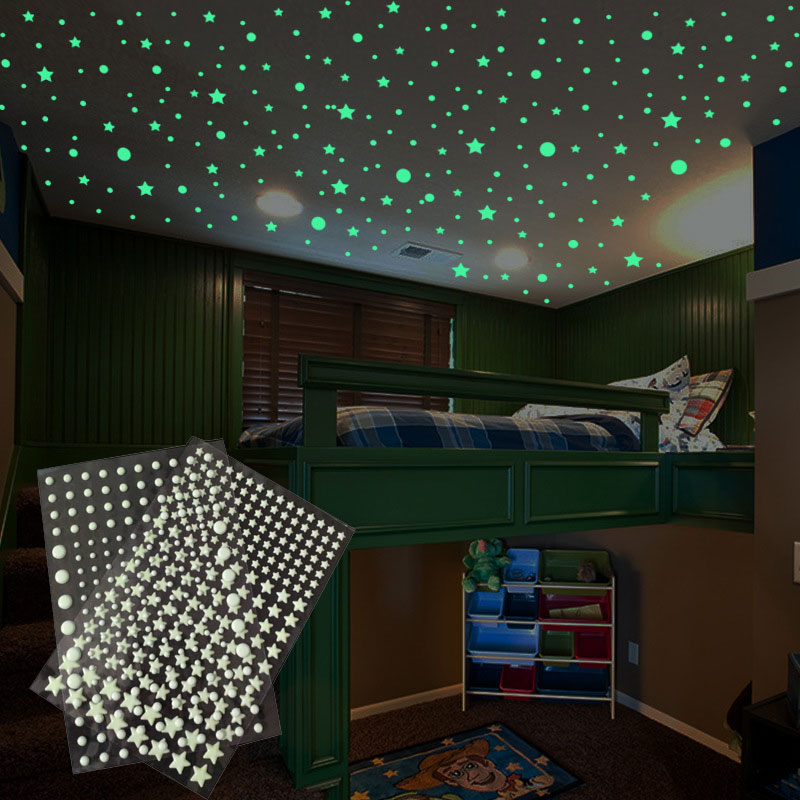 Glow In Dark Stars - 202 قطعة/المجموعة 3D فقاعة نجوم النقاط