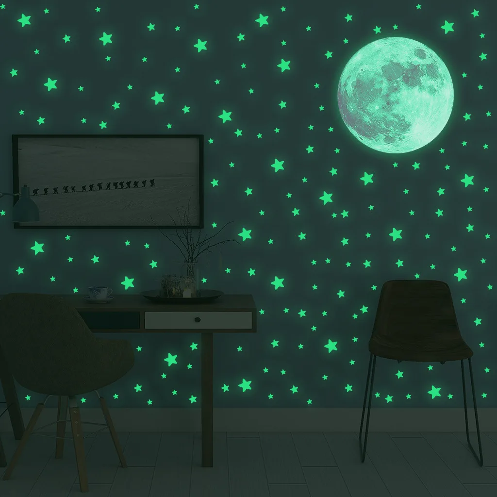 Glow In Dark Stars - ملصقات جدارية مضيئة على شكل نجوم