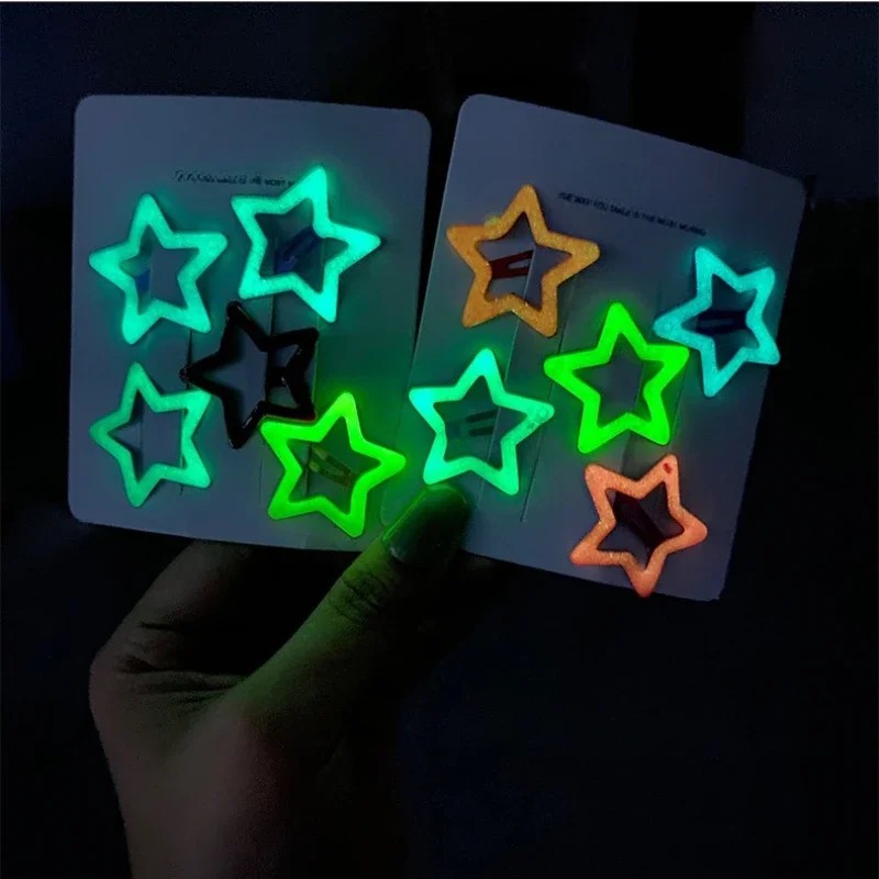 10 قطع من دبابيس الشعر الملونة - مراجعة Glow In Dark Stars وسعره